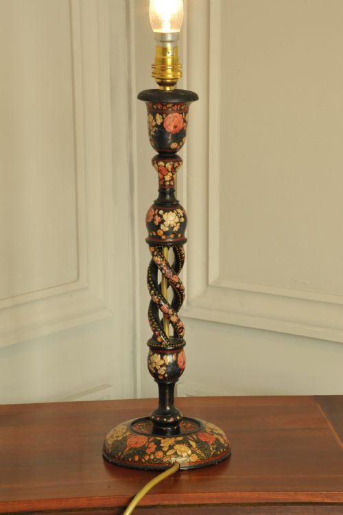 an antique kashmiri open twist table lamp - CATEGORY: ANTIQUE LIGHTING - DATED EDWARDIAN