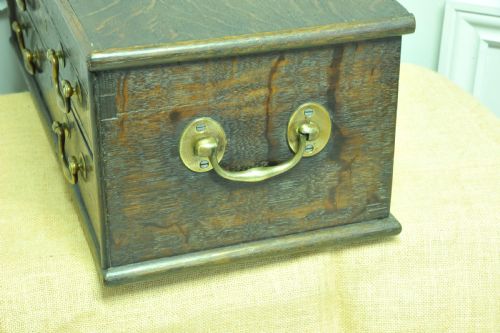 ANTIQUE OAK CAMPAIGN BOX WITH DRAWERS - ADDITIONAL PHOTO 6