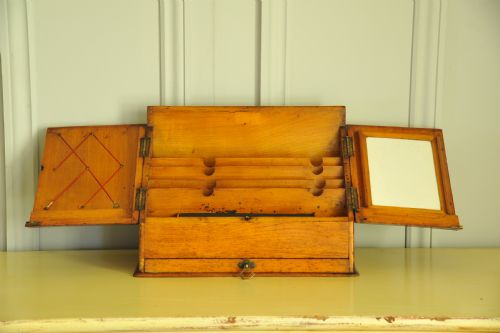 ANTIQUE VINTAGE STATIONARY WRITING BOX CABINET - ADDITIONAL PHOTO 1