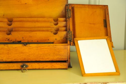 ANTIQUE VINTAGE STATIONARY WRITING BOX CABINET - ADDITIONAL PHOTO 2