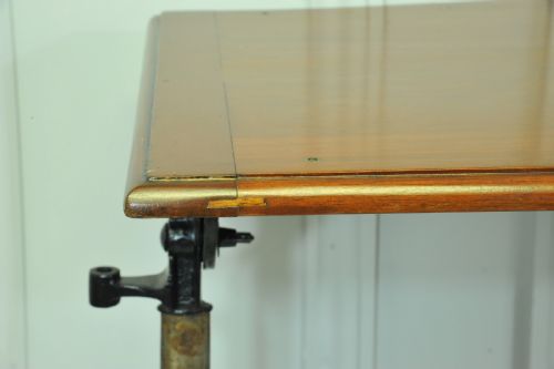 A GOOD ANTIQUE VINTAGE CAST IRON AND MAHOGANY ADJUSTABLE BED OR SIDETABLE - ADDITIONAL PHOTO 9