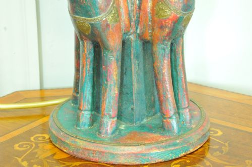 AN ANTIQUE FOUR HORSE PAINTED TABLE LAMP - ADDITIONAL PHOTO 3