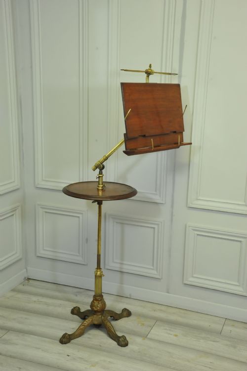 ANTIQUE CARTERS OF LONDON LITERARY MACHINE READING MUSIC BRASS AND MAHOGANY STAND TABLE - ADDITIONAL PHOTO 2