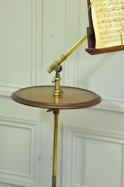 ANTIQUE CARTERS OF LONDON LITERARY MACHINE READING MUSIC BRASS AND MAHOGANY STAND TABLE - ADDITIONAL PHOTO 4