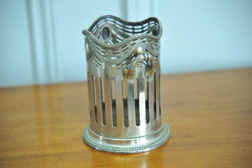 A RARE ANTIQUE VINTAGE SILVER PLATE SODA SYPHON WINE BOTTLE BASE HOLDER - ADDITIONAL PHOTO 3