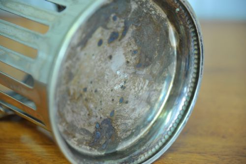 A RARE ANTIQUE VINTAGE SILVER PLATE SODA SYPHON WINE BOTTLE BASE HOLDER - ADDITIONAL PHOTO 8