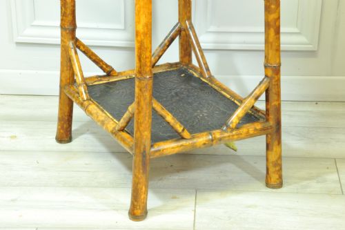 ANTIQUE ENGLISH TWO TIER BAMBOO LACQUERED SIDE TABLE - ADDITIONAL PHOTO 6