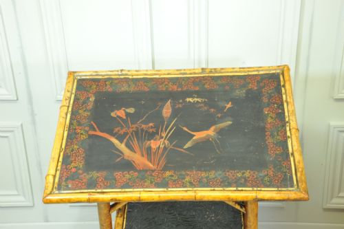 ANTIQUE ENGLISH TWO TIER BAMBOO LACQUERED SIDE TABLE - ADDITIONAL PHOTO 8