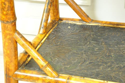 ANTIQUE ENGLISH TWO TIER BAMBOO LACQUERED SIDE TABLE - ADDITIONAL PHOTO 12