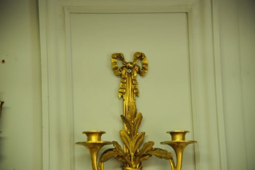 PAIR OF 19C ANTIQUE FRENCH GIL BRONZE WALL LIGHTS SCONCES - ADDITIONAL PHOTO 6