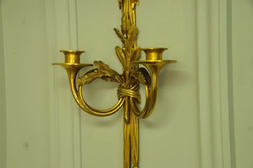 PAIR OF 19C ANTIQUE FRENCH GIL BRONZE WALL LIGHTS SCONCES - ADDITIONAL PHOTO 7