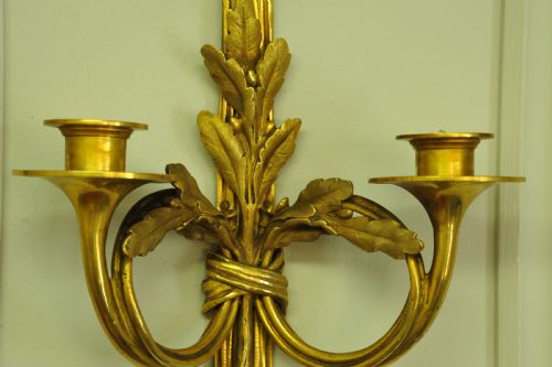 PAIR OF 19C ANTIQUE FRENCH GIL BRONZE WALL LIGHTS SCONCES - ADDITIONAL PHOTO 11