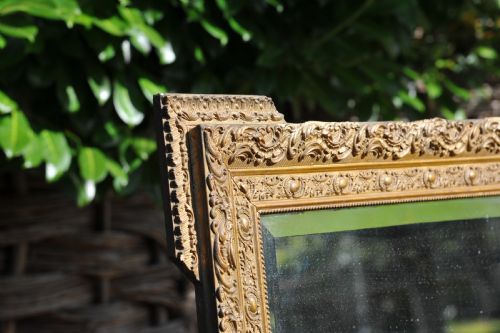 AN VERY LARGE ANTIQUE 19C FRENCH GILT GESSO BEVELED WALL MIRROR - ADDITIONAL PHOTO 10