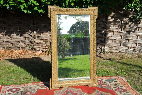 LARGE ANTIQUE FRENCH GILT GESSO WALL MIRROR 19TH CENTURY BEVELLED GLASS - ADDITIONAL PHOTO 1