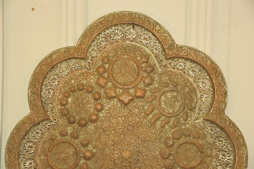 ANTIQUE KASHMIRI SILVER PLATED PIERCED REPOUSS COPPER TRAY - ADDITIONAL PHOTO 1