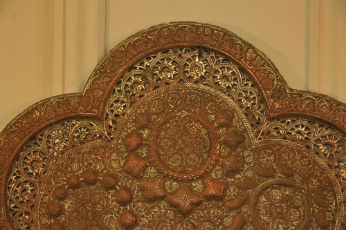 ANTIQUE KASHMIRI SILVER PLATED PIERCED REPOUSS COPPER TRAY - ADDITIONAL PHOTO 3