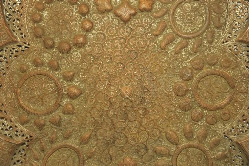 ANTIQUE KASHMIRI SILVER PLATED PIERCED REPOUSS COPPER TRAY - ADDITIONAL PHOTO 4
