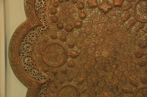 ANTIQUE KASHMIRI SILVER PLATED PIERCED REPOUSS COPPER TRAY - ADDITIONAL PHOTO 6