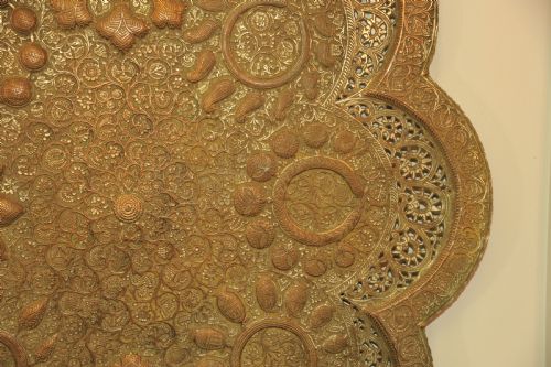 ANTIQUE KASHMIRI SILVER PLATED PIERCED REPOUSS COPPER TRAY - ADDITIONAL PHOTO 7