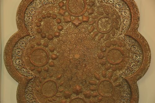 ANTIQUE KASHMIRI SILVER PLATED PIERCED REPOUSS COPPER TRAY - ADDITIONAL PHOTO 14