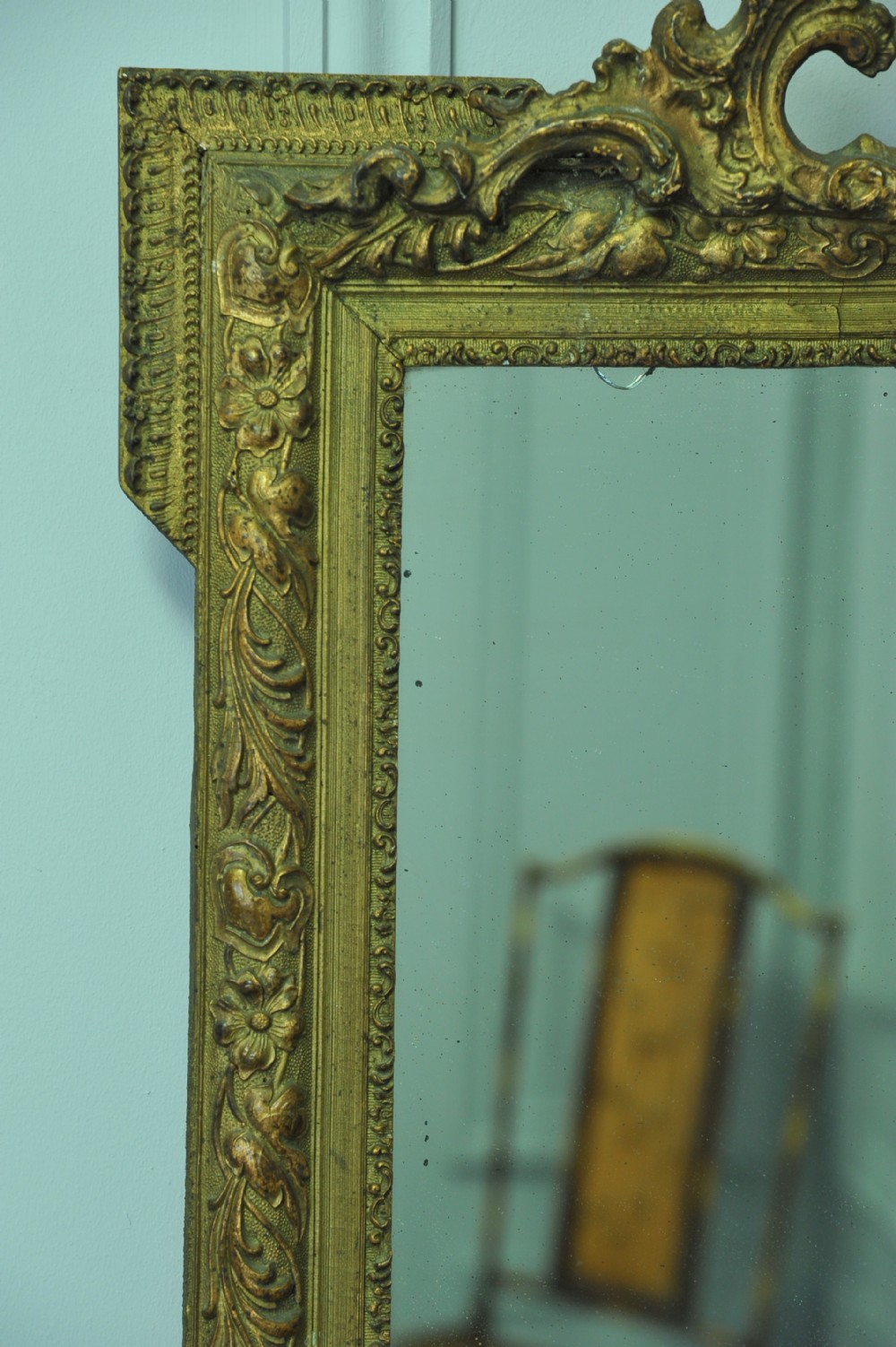 Antique 19c French Gilt Gesso Wall Mirror View IV