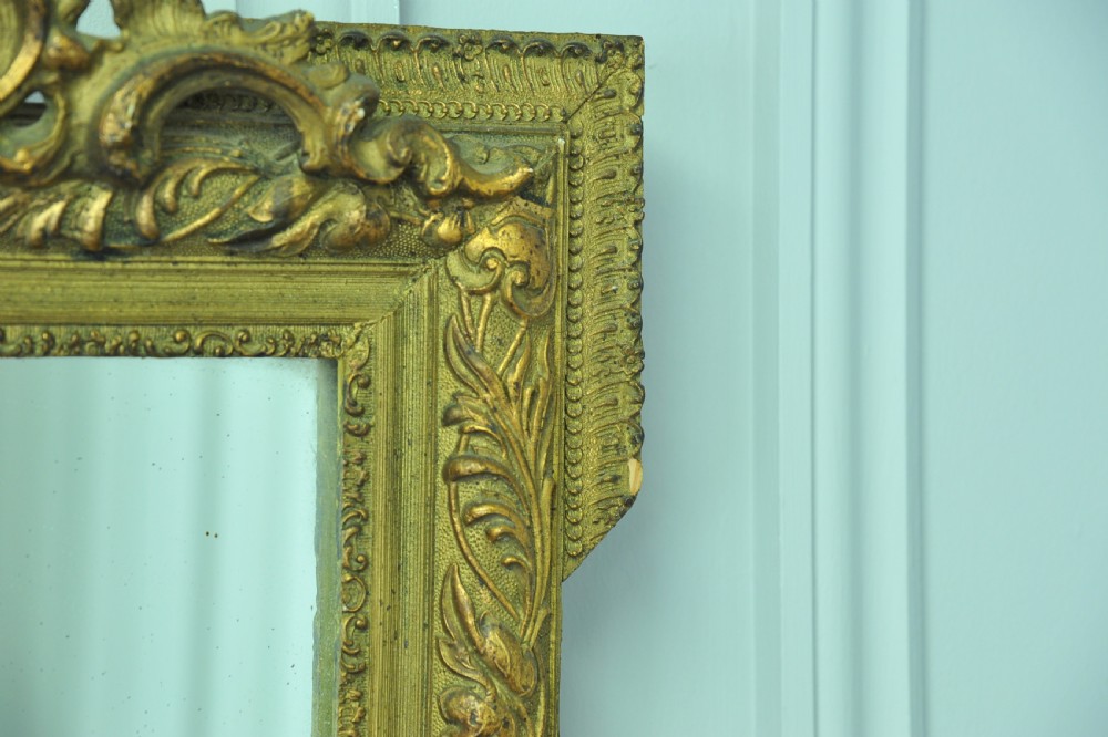 Antique 19c French Gilt Gesso Wall Mirror View V