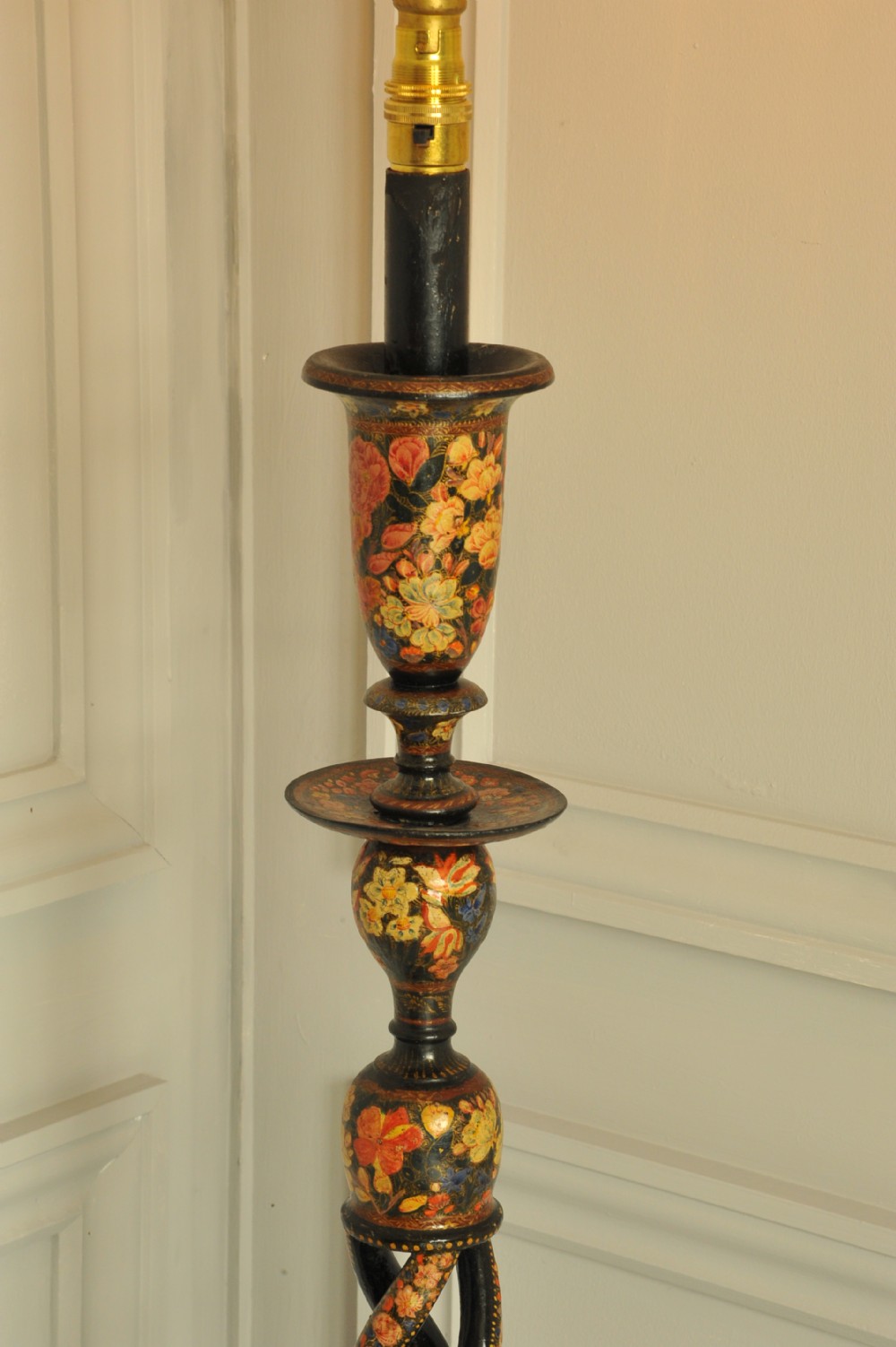 Astonishingly rare antique Kashmiri Floor Standing open twist lamp  View VI