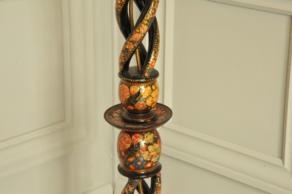 Astonishingly rare antique Kashmiri Floor Standing open twist lamp  View X