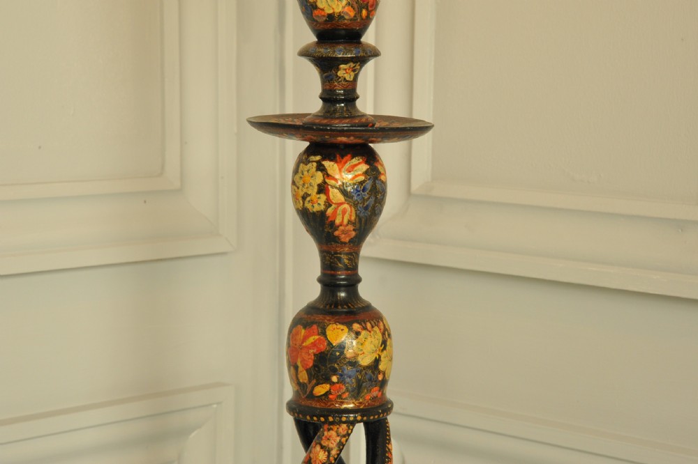 Astonishingly rare antique Kashmiri Floor Standing open twist lamp  View XI