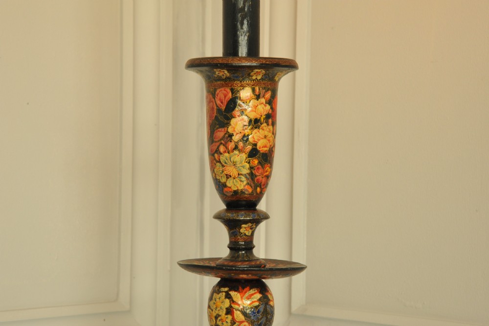 Astonishingly rare antique Kashmiri Floor Standing open twist lamp  View XII