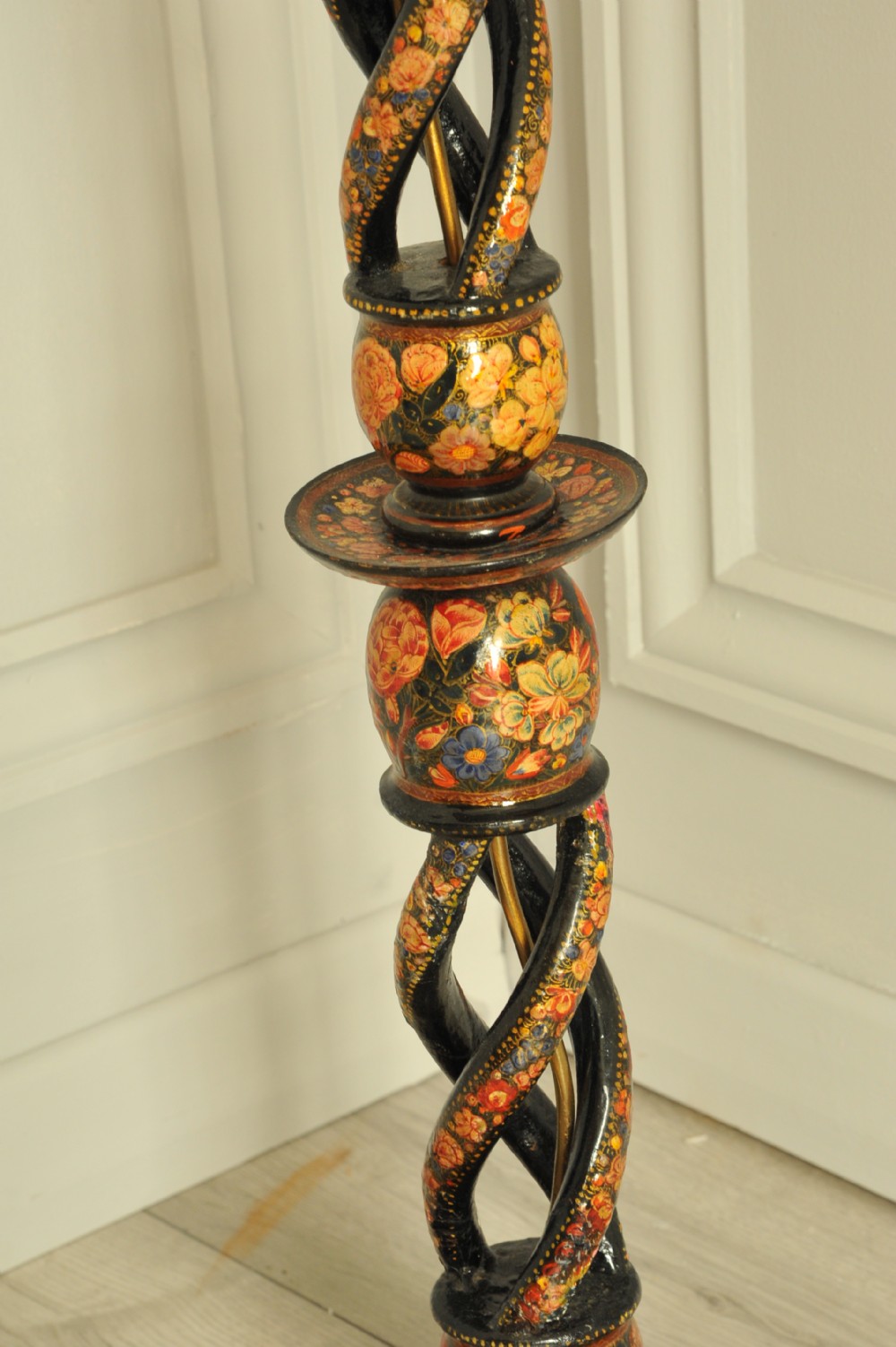 Astonishingly rare antique Kashmiri Floor Standing open twist lamp  View XIII