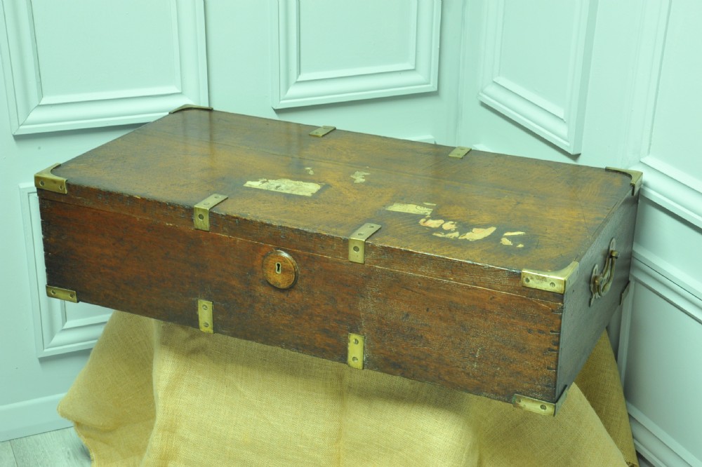 Antique Oak and Brass mounted Campaign box