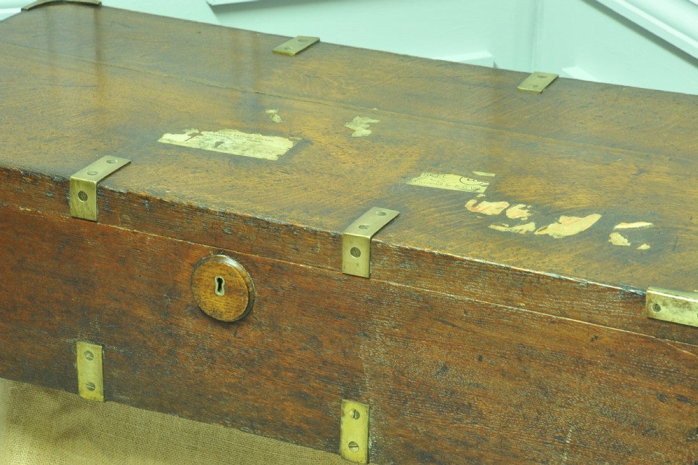 Antique Oak and Brass mounted Campaign box View II