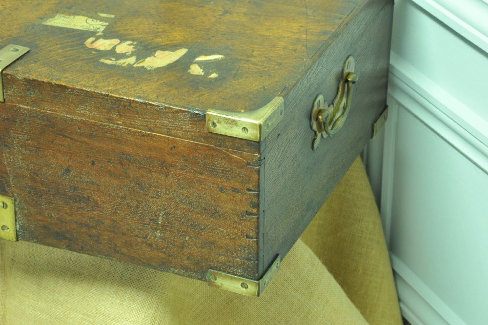 Antique Oak and Brass mounted Campaign box View III