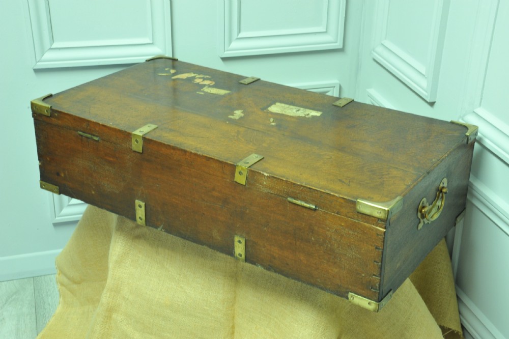 Antique Oak and Brass mounted Campaign box View IV