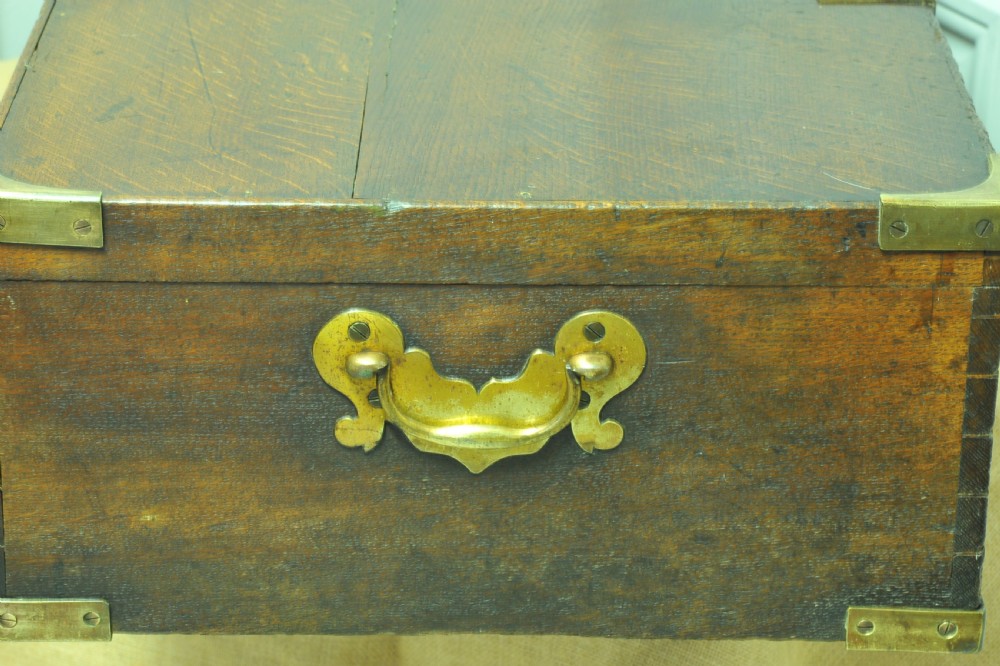 Antique Oak and Brass mounted Campaign box View V