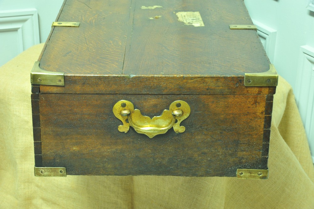 Antique Oak and Brass mounted Campaign box View VI