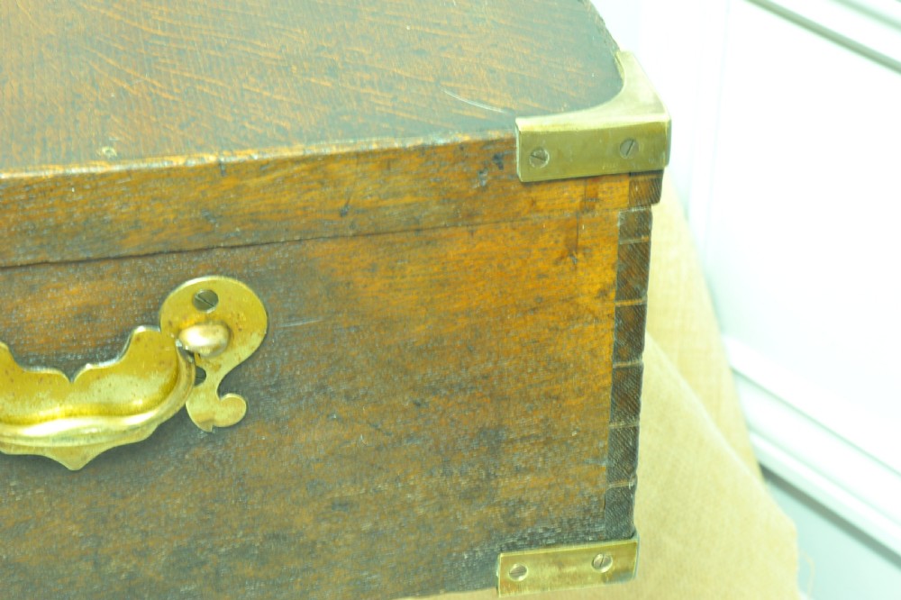 Antique Oak and Brass mounted Campaign box View VII