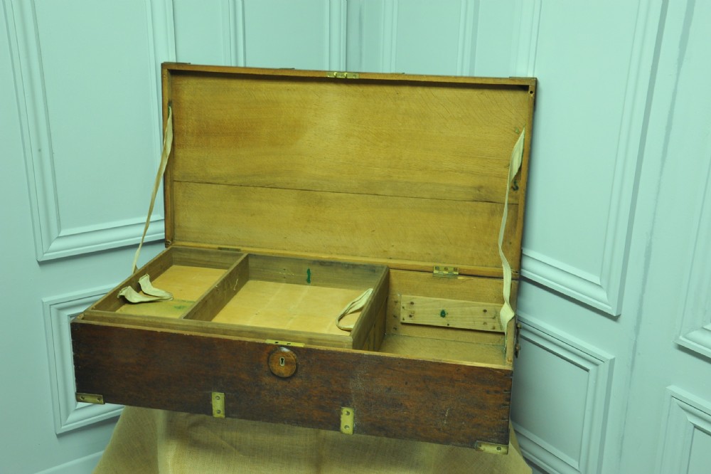 Antique Oak and Brass mounted Campaign box View VIII