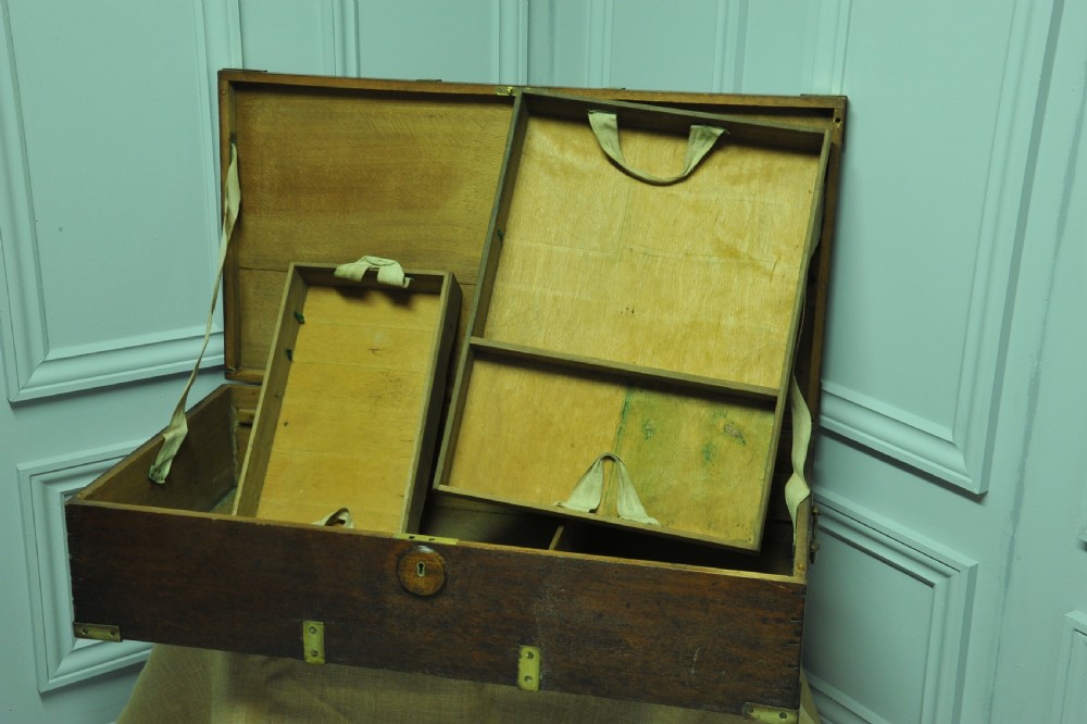 Antique Oak and Brass mounted Campaign box View IX