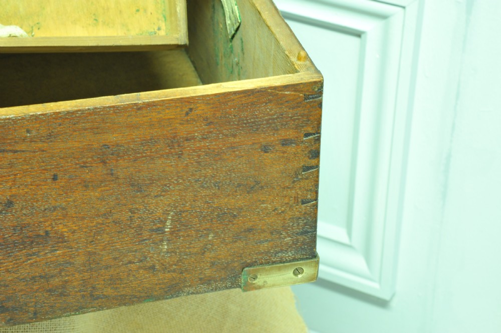 Antique Oak and Brass mounted Campaign box View X
