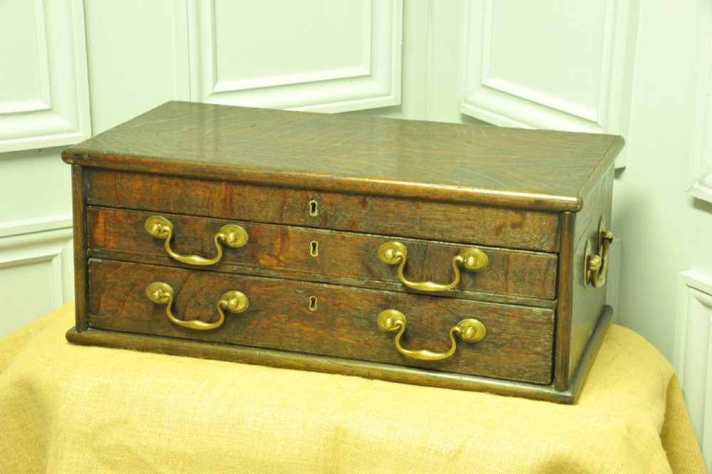 Antique oak Campaign box with drawers