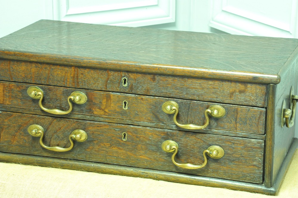 Antique oak Campaign box with drawers View III