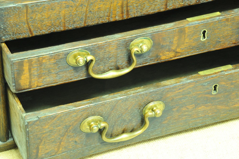 Antique oak Campaign box with drawers View VI