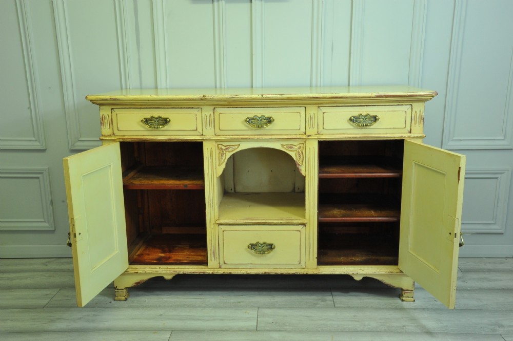 Antique painted Mahogany and pine dresser base View III