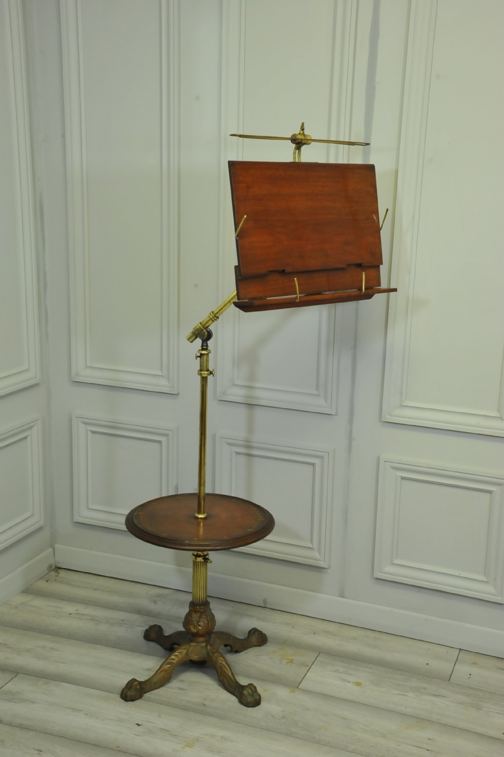 Antique Carters of London Literary Machine Reading Music Brass and Mahogany Stand Table