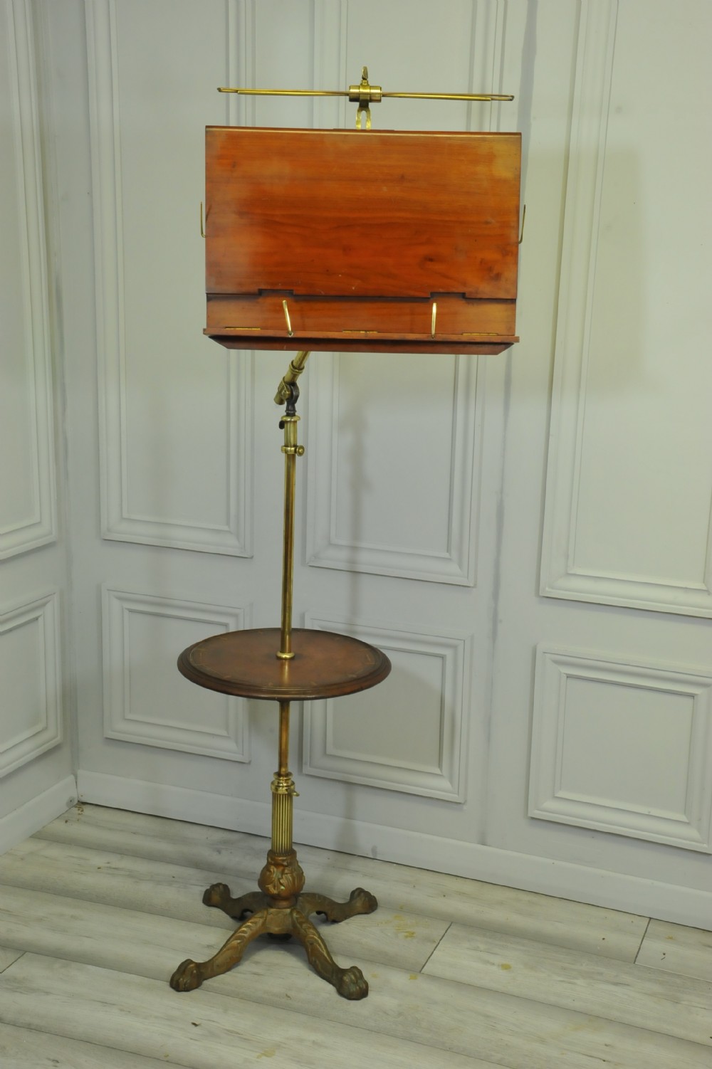 Antique Carters of London Literary Machine Reading Music Brass and Mahogany Stand Table View II