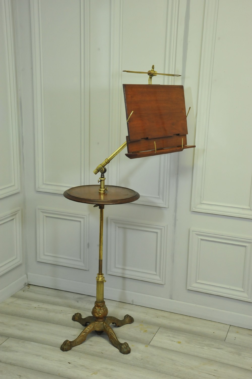 Antique Carters of London Literary Machine Reading Music Brass and Mahogany Stand Table View III