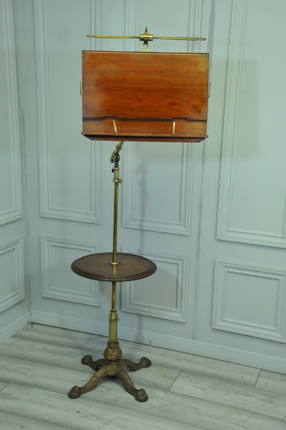 Antique Carters of London Literary Machine Reading Music Brass and Mahogany Stand Table View IV