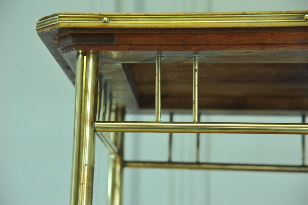 An Antique Vintage Early 20c Walnut and Brass two Tier Trolley Drinks Cart     View VI